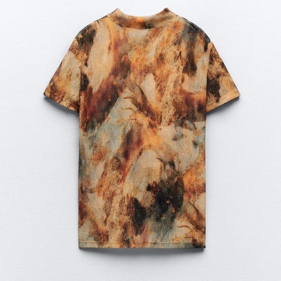 NWT ZARA PLEATED PRINT TOP SZ S - Picture 3 of 6